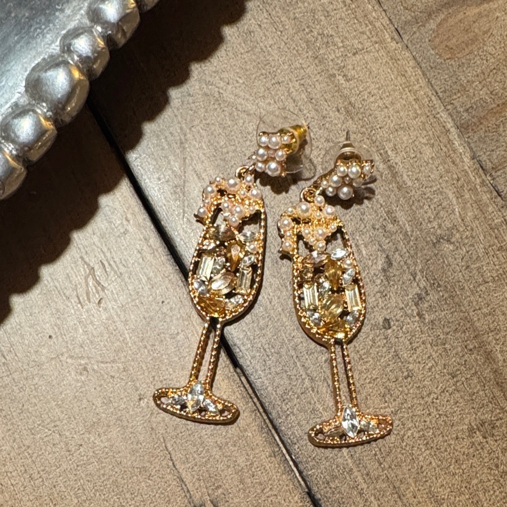 Target Gold Champagne Glass Earrings